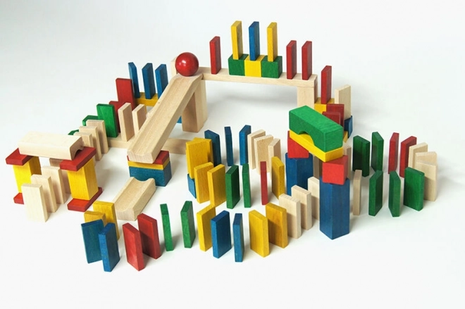 EkoToys Dřevěné domino barevné 430 ks