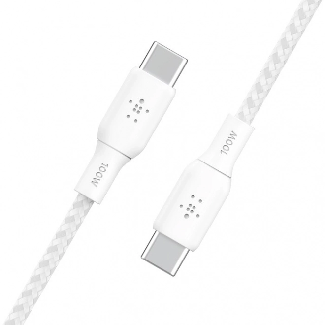 Opletený kabel USB-C na USB-C 100W 3 m bílý