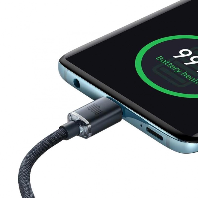 Baseus Crystal Shine kabel USB-C na USB-C, 100W, 1,2 m – Černý
