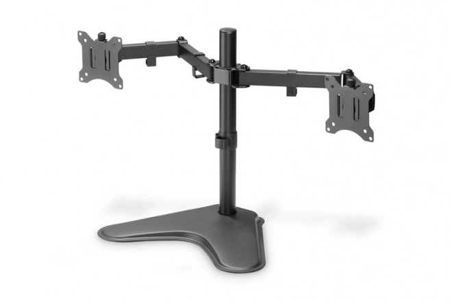 Černý dvojitý stolní stojan na monitory s úchytkami pro monitory do 32''