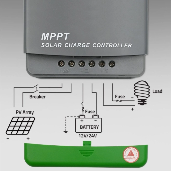 Regulátor solárního nabíjení MPPT s teplotním čidlem 20A | 12V / 24V | LCD | 2 x USB