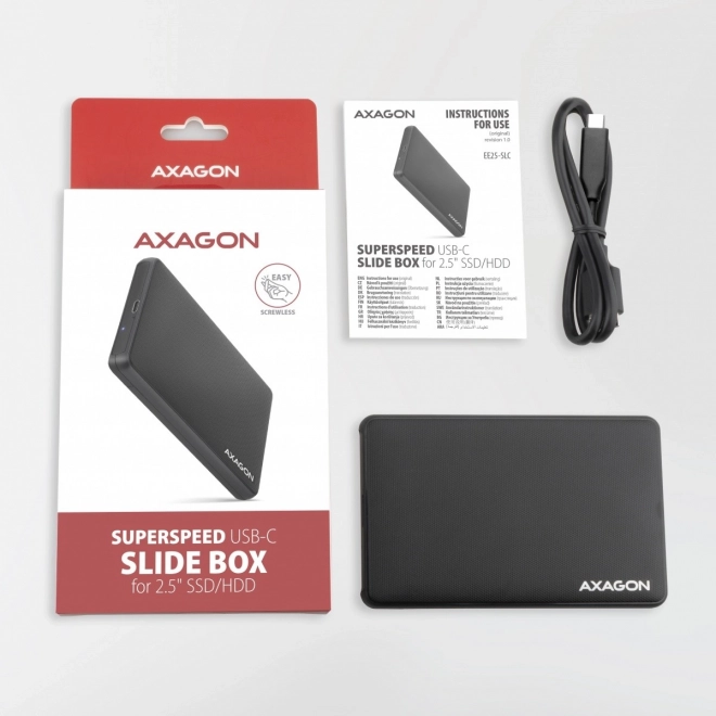 EE25-SLC Externí plastový kryt, bez šroubů, USB-C 3.2 GEN 1 SATA 6G 2,5", černý