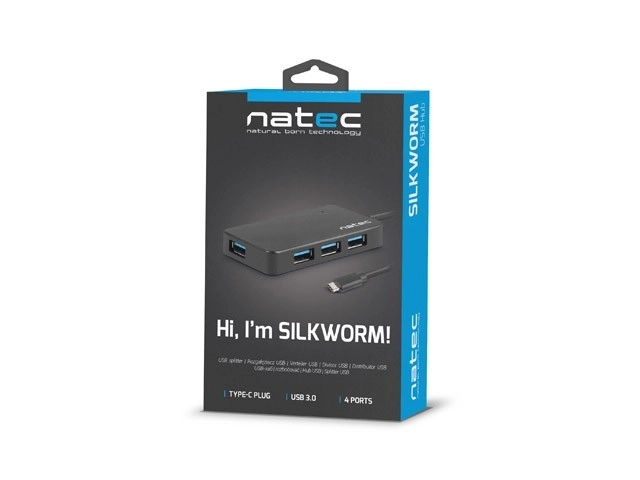 Silkworm USB 3.0 4portový USB hub černý USB-C
