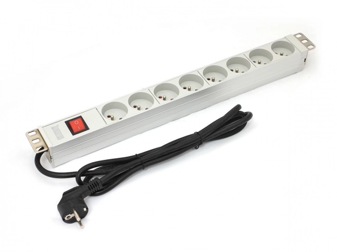 Napájecí lišta PDU 19" RACK 8xType E, 1,8m 1xSchuko, 16A, on/off, hliníková