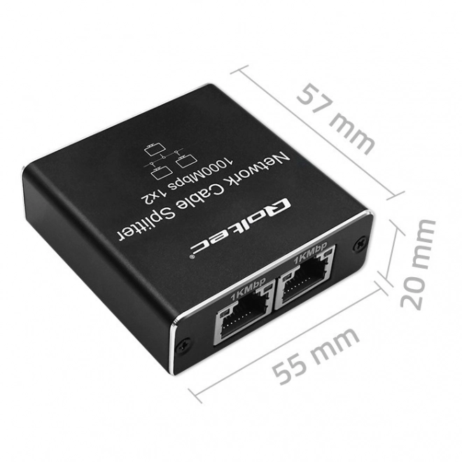 Splitter mini SWITCH 1x2 porty RJ45 | 1000Mbps | USB-C| Hliník
