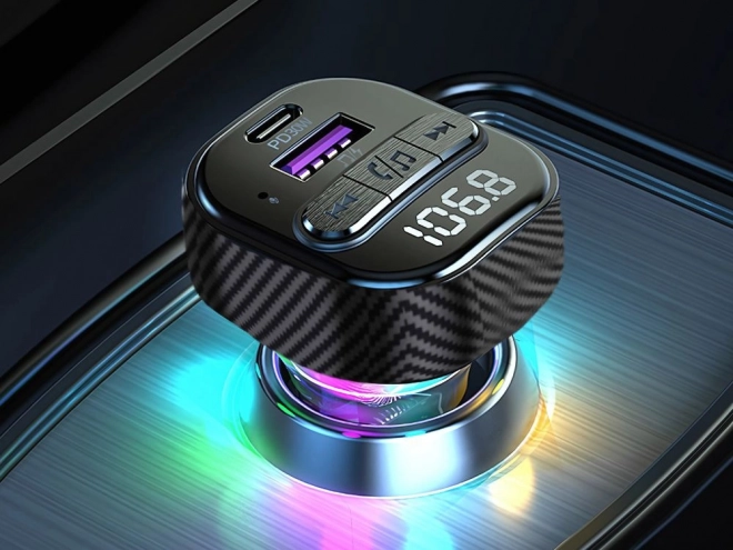 Transmitter do auta s Bluetooth 5.3, USB nabíjením a LED osvětlením