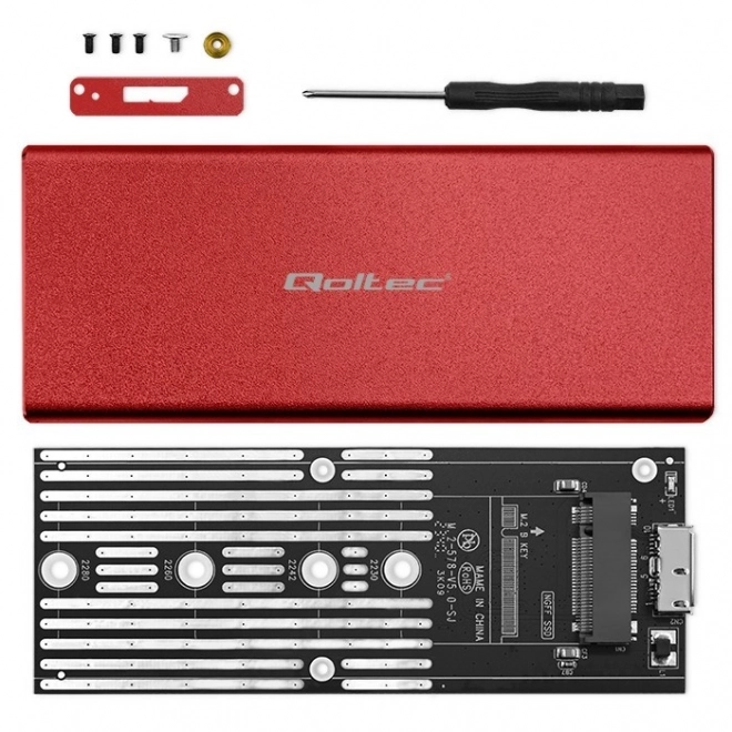 Skříň | Šachta pro disk M.2 SSD | SATA | NGFF | USB 3.0 | Superspeed 5Gb/s | 2TB | Červená barva