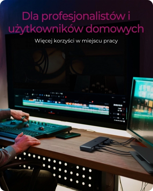 Mobilní dokovací stanice USB Type-C s trojitým výstupem videa