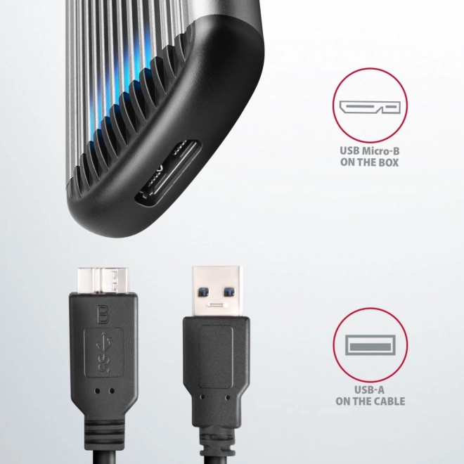 EEM2-SA Bezšroubové hliníkové externí pouzdro USB 3.2 GEN 1 M.2 SATA SSD