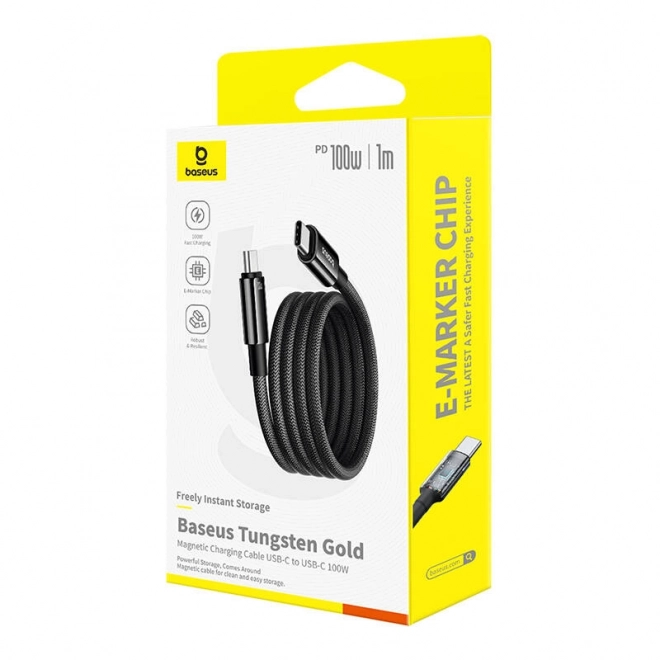 Baseus Tungsten Gold USB-C na USB-C kabel 100W 1m černý