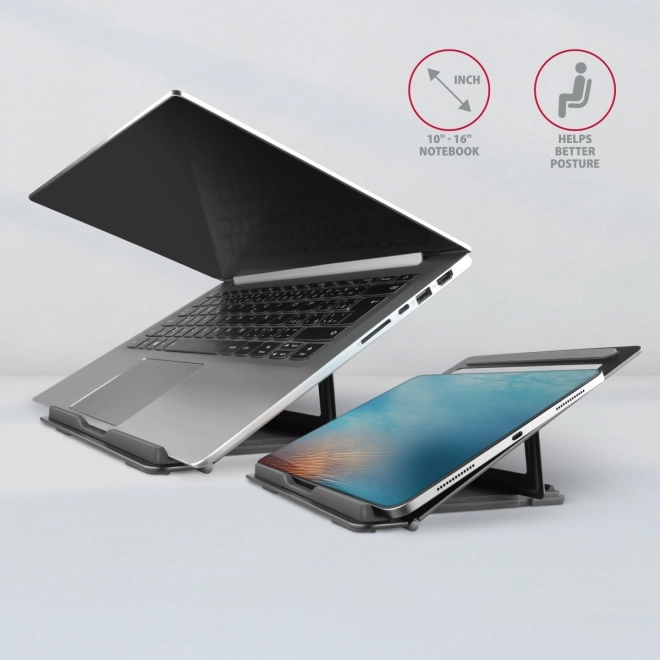 Skládací hliníkový stojan na notebook AXAGON pro 10–16 palců