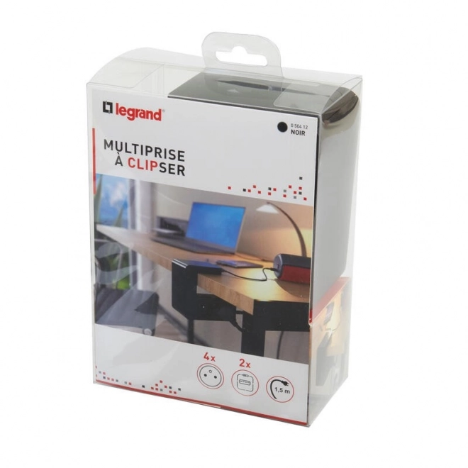 Prodlužovací kabelová svorka 4x2P+Z +2USB černá 1,5 m