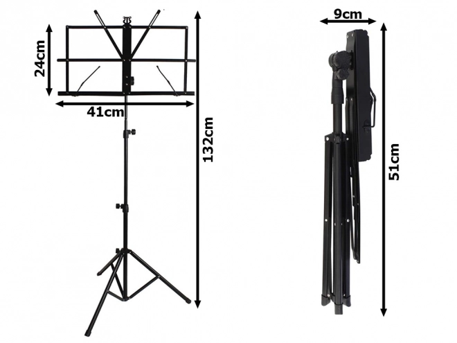 Stojan na noty s nastavitelnou skládací konstrukcí 130 cm