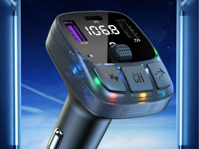 FM Bluetooth vysílač s USB a USB-C nabíjením