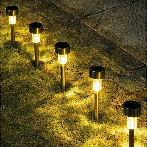 Solární zahradní lampy LED - sada 10, zapichovací, vodotěsné, teplé bílé světlo