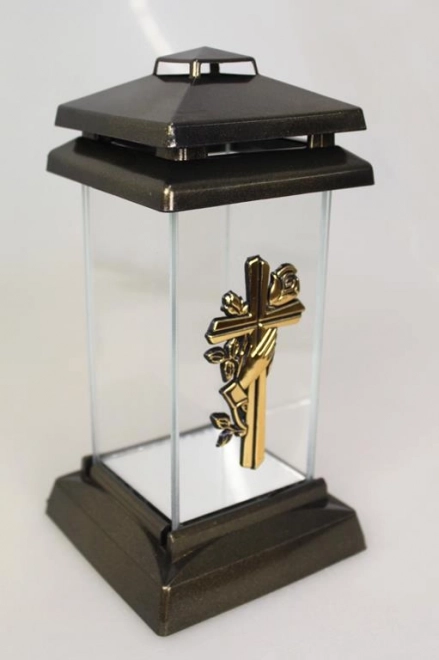 Skleněná svíčka mini 1 křížová palma GOLD 21 cm - 1 ks