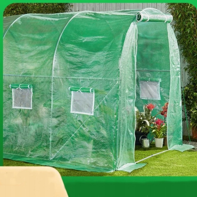 Zahradní fóliový tunel skleník 4x2,5x2m 10m² zelený