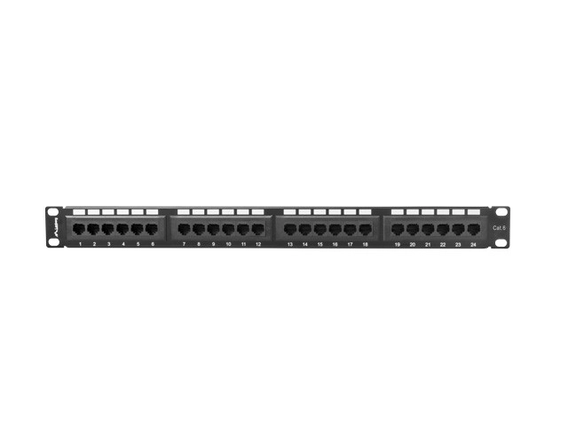 Patch panel 24 portů 1U Cat.6 černý