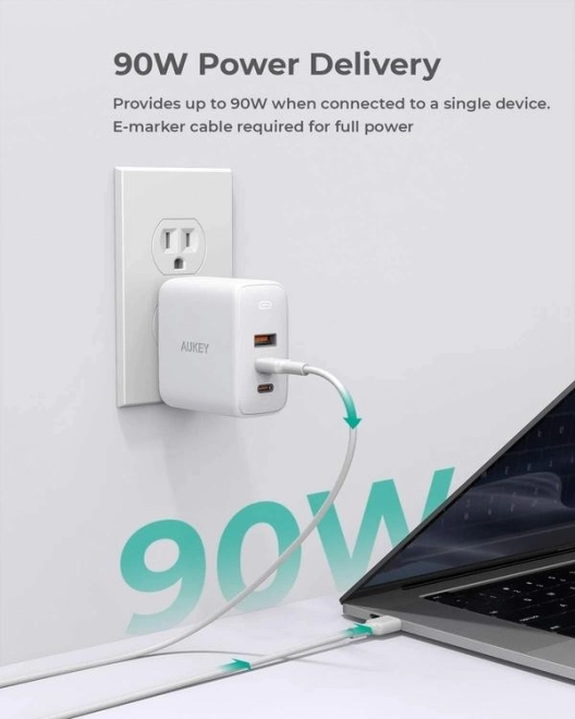 PA-B6S White Omnia Mix GaN síťová nabíječka 3xUSB (2xUSB C+1xUSB A) 90W