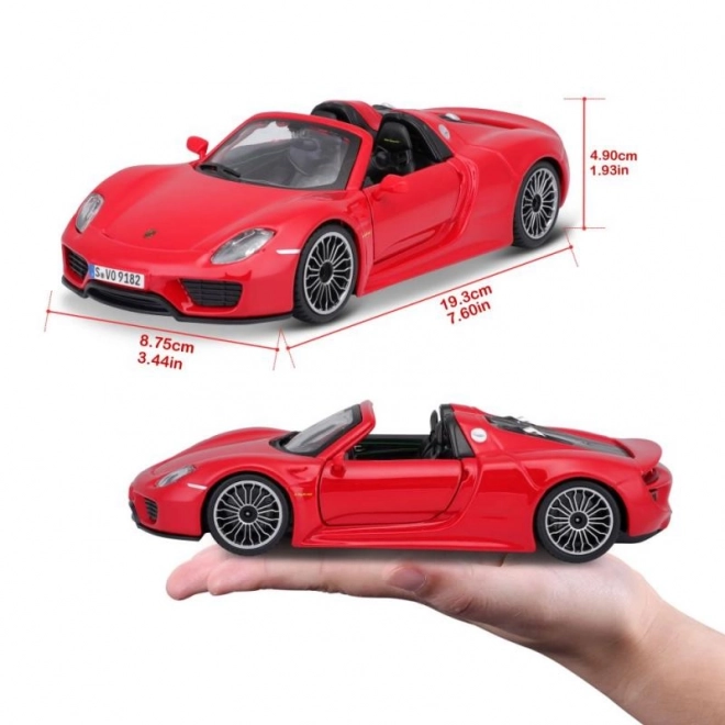 Kovové autíčko Porsche 918 Spyder červené