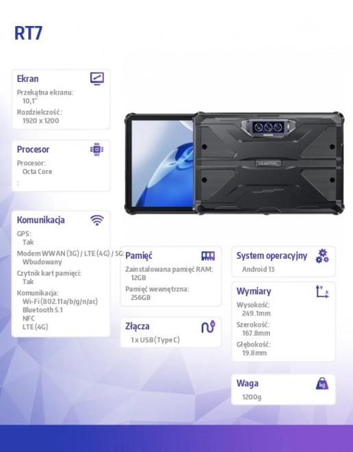 Černý tablet s kapacitou 12/256GB
