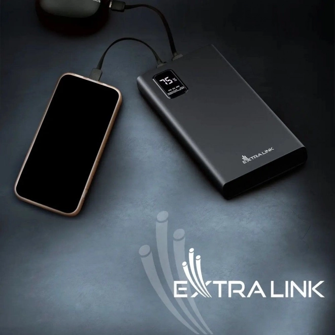 Power bank Extralink 10000 mAh rychlé nabíjení USB-C černý