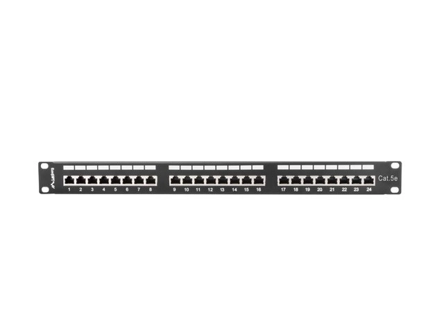 Patch panel 24 portů 1U Cat.5E černý stíněný