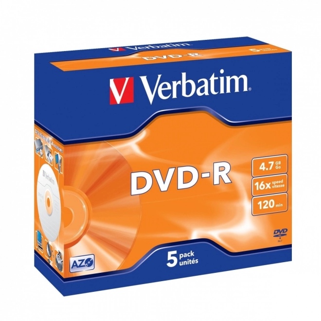 Verbatim DVD-R 16x 5 kusů v plné obalové krabičce