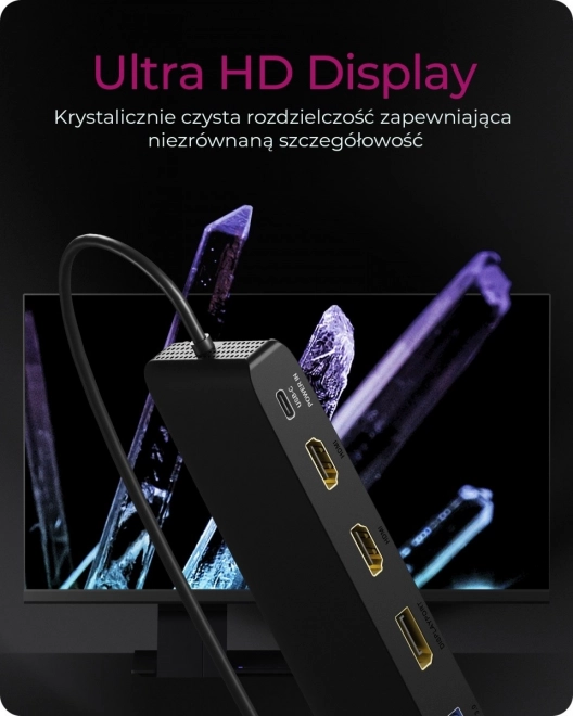 Mobilní dokovací stanice USB Type-C s trojitým výstupem videa