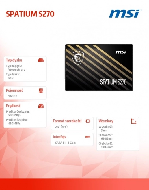 SPATIUM S270 960GB 2,5" SSD disk SATA3 500/450MB/s