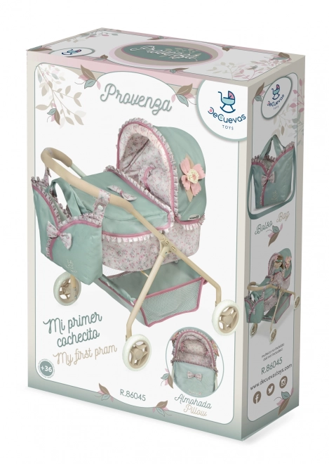 DeCuevas 86045 Můj první kočárek pro panenky s taškou a doplňky PROVENZA 2022 - 56 cm