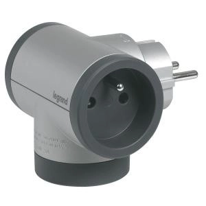 Otočný rozdělovač 2x2P+Z, USB A+C - hliník/grafit