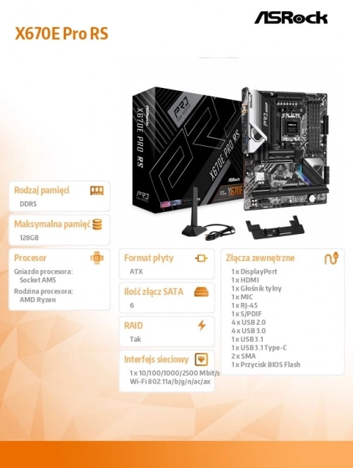 Základní deska X670E PRO RS AM5 4DDR5 HDMI/DP M.2 EATX