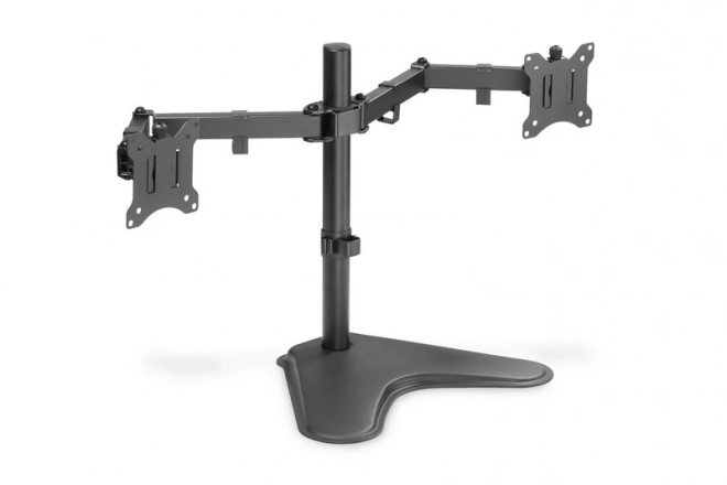 Černý dvojitý stolní stojan na monitory s úchytkami pro monitory do 32''
