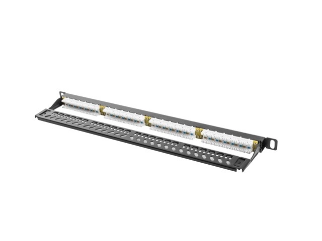 Patch panel 24 portů 0,5U Cat.5E černý