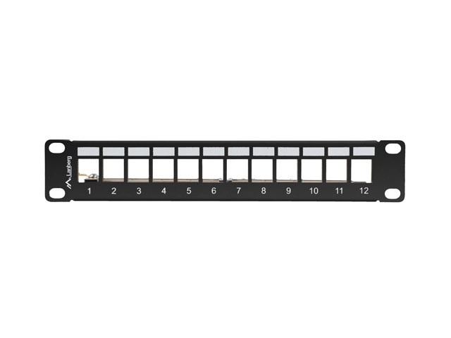 Patch panel 12 portů 1U 10 palců FTP s organizérem pro keystone moduly černý