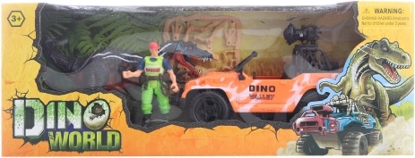 Sada s dinosaurem s terénním autem a figurkami