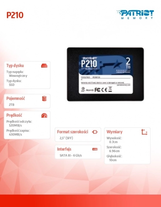 SSD 2TB P210 520/430 MB/s SATA III 2,5