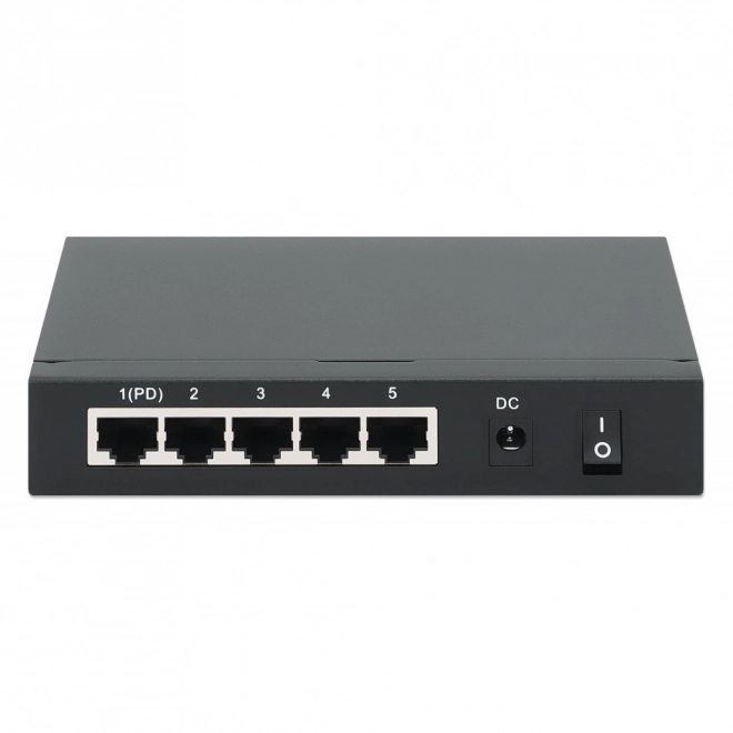 gigabitový 5portový poe+ switch s poe passthrough, napájení poe nebo ac, 68 w