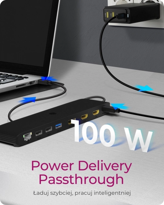 Mobilní dokovací stanice USB Type-C s trojitým výstupem videa