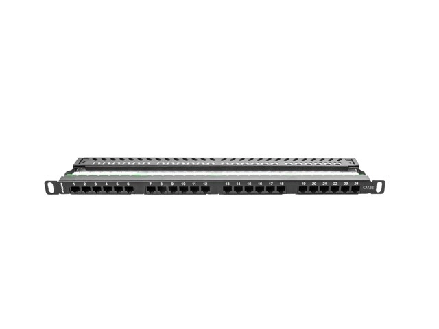 Patch panel 24 portů 0,5U Cat.5E černý