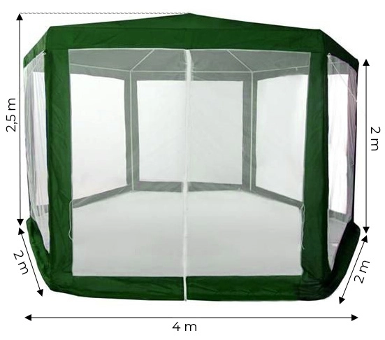 Zahradní pavilon sítě proti hmyzu 2x2x2 m zelený