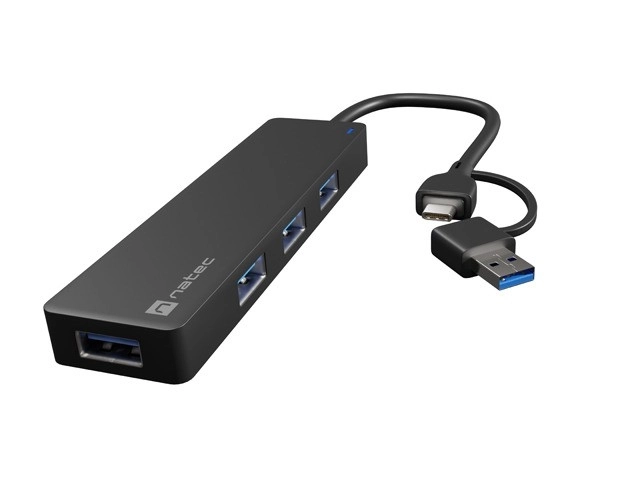 Mayfly USB-C 4portový rozbočovač černý + adaptér USB-A