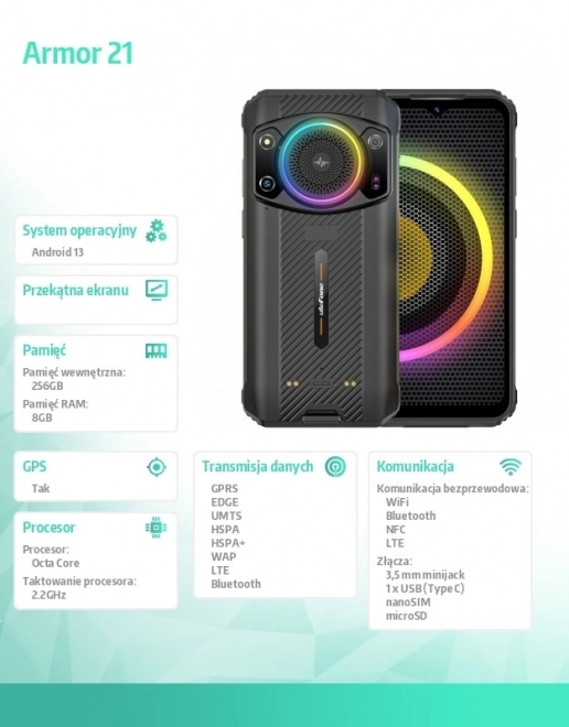 Odolný Smartfon s RGB osvětlením a výkonným reproduktorem