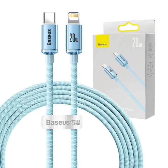 Kabel USB-C do iPhone Baseus Crystal Shine 20W, 2m, modrý
