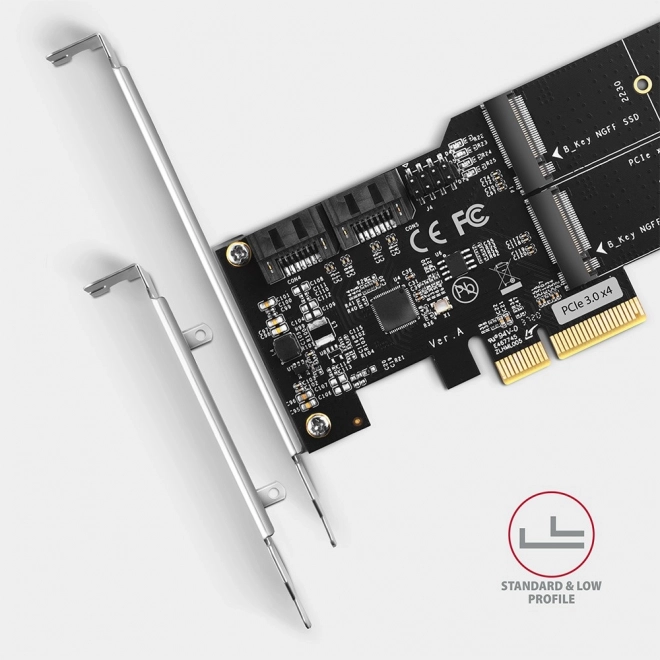 PCES-SA4M2 řadič PCIe 2x interní port SATA 6G + 2x interní port M.2 B-key SATA, SP a LP