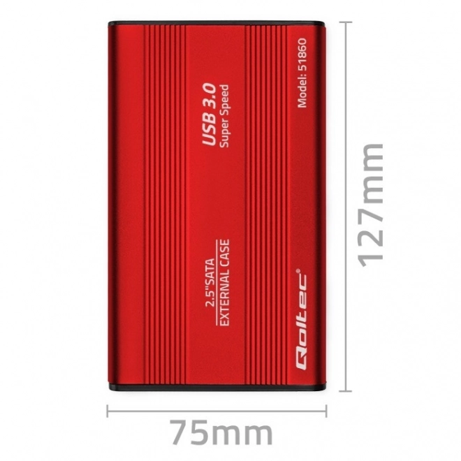 Externí obal na 2.5" disky HDD/SSD SATA3, USB 3.0, červený