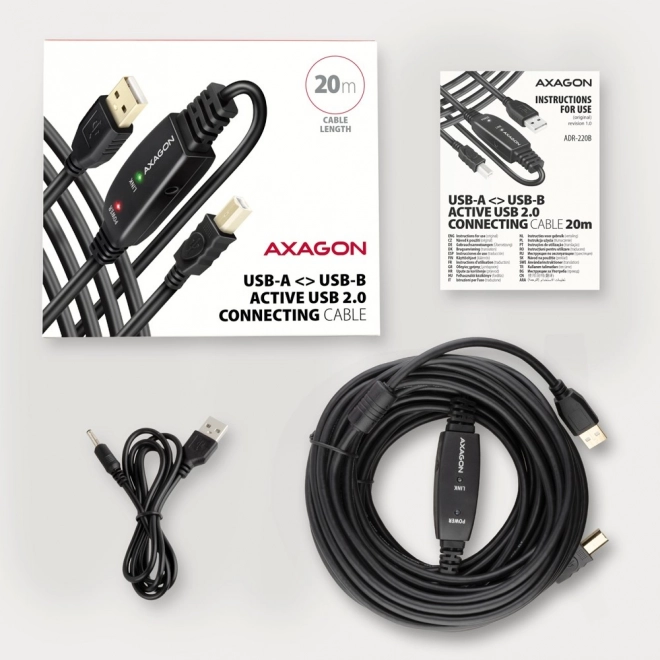 USB 2.0 aktivní kabel AXAGON 20m