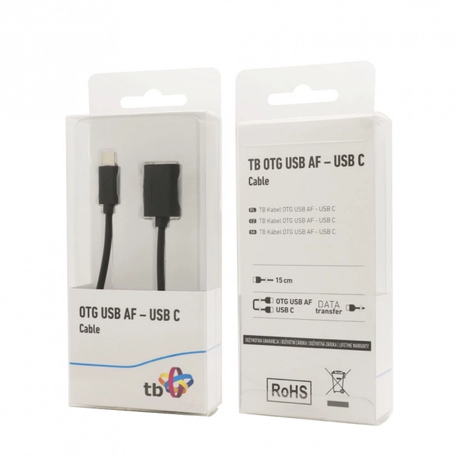 USB AF - USB C 15cm OTG kabel černý