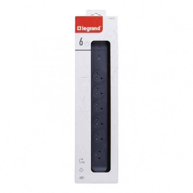 Prodlužovací kabel 6x2PZ 1,5 m černý